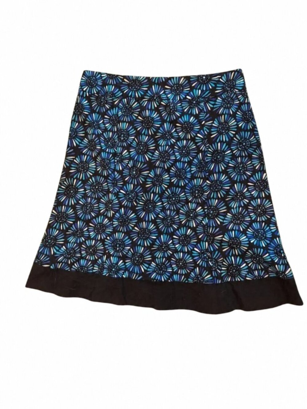 Vintage Floral A-Line Skirt Blue Black  Sz12 Mod Core